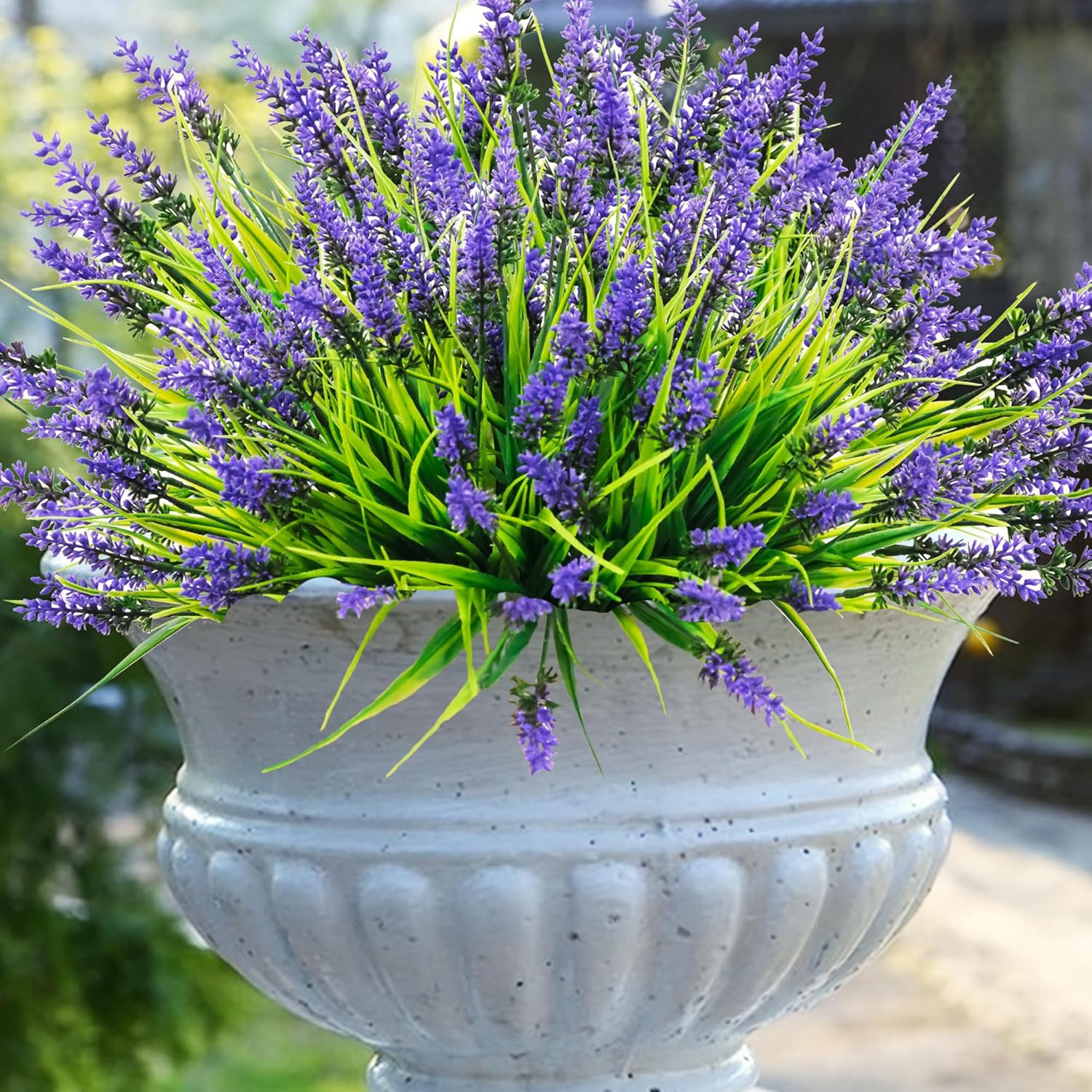 Rowfad 22 Pcs Artificial Outdoor Flowers UV Resistant Lavender Fake Greenery Pla