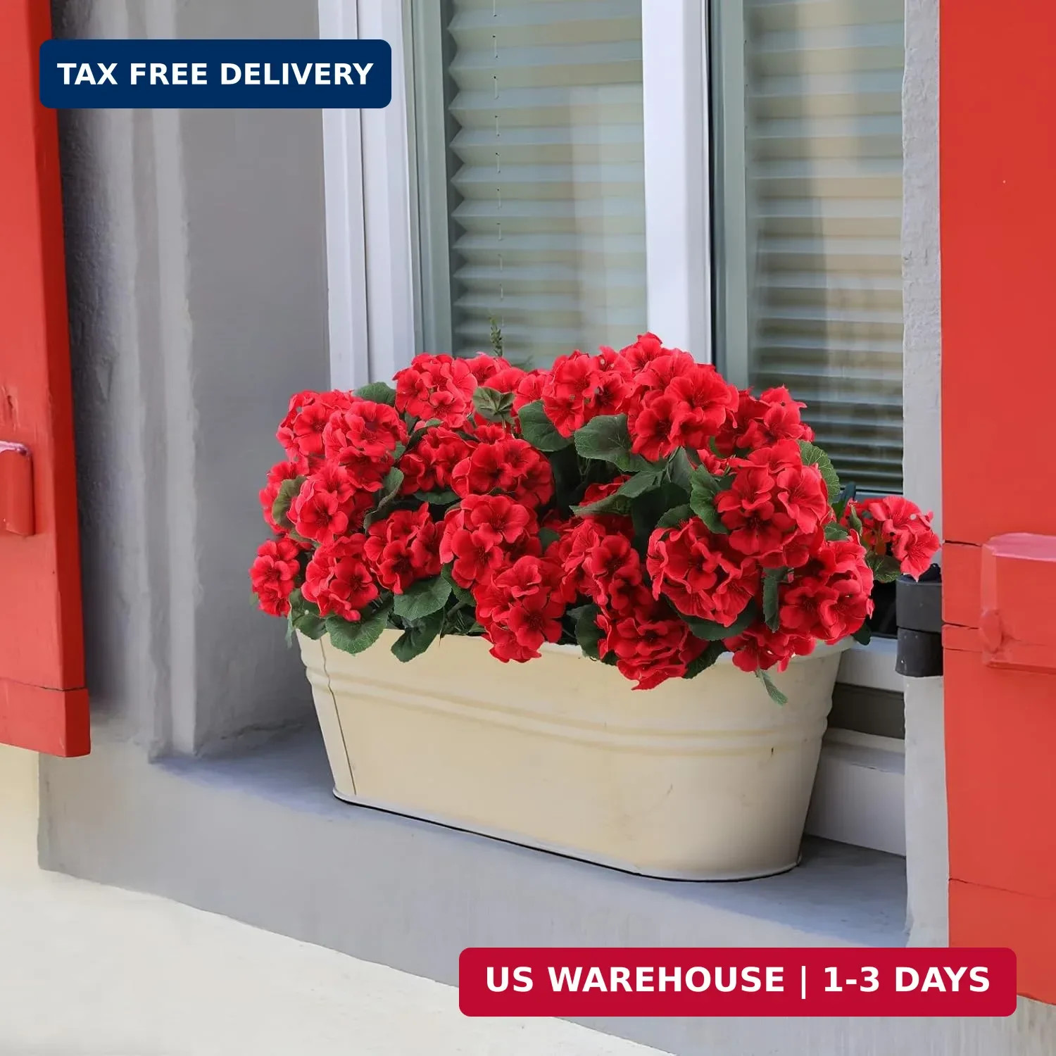 Hananona 6 Pcs Artificial Geranium Flowers for Outdoors Geranium Silk Red Flower