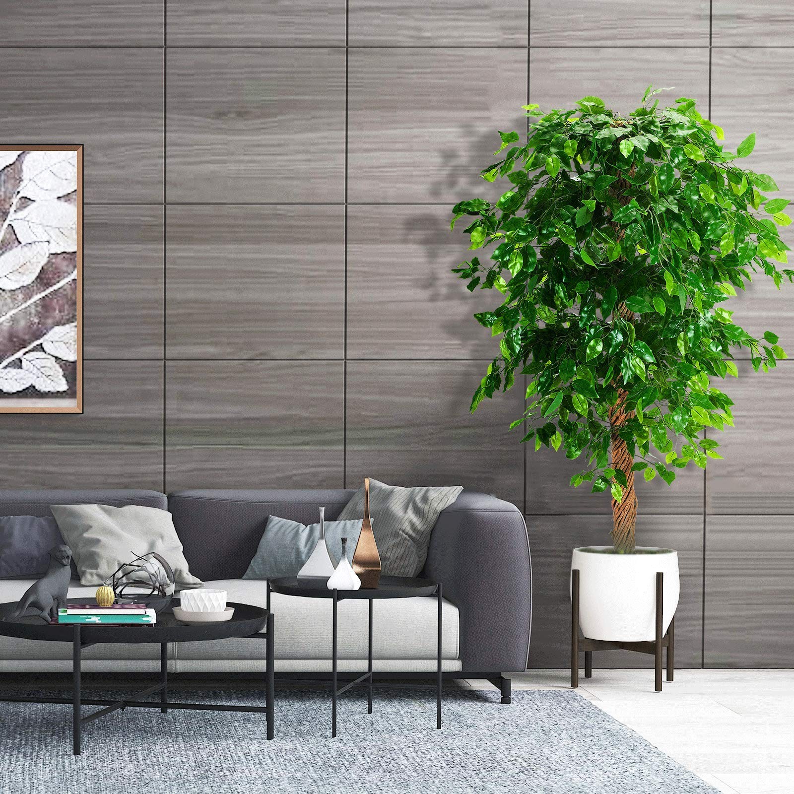 6ft Artificial Ficus Silk Tree (72in) with Plastic Nursery Pot Faux Tree, Fak…