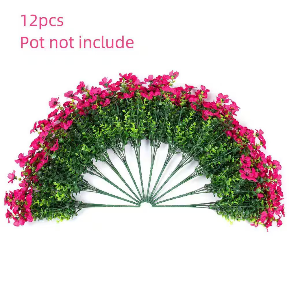 Daisy Eucalyptus 5 In. Rose Red Artificial Flower Branch Stem for Garden Home De