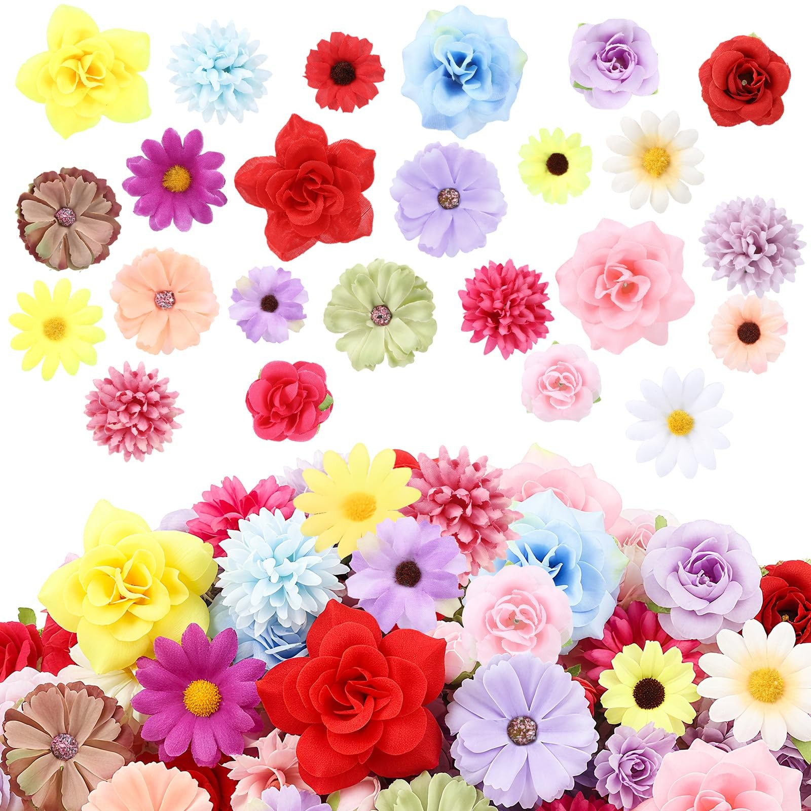 Small Fake Flower Heads Mini Silk Flower Bulk Artificial Rose Daisy Hydrangea…