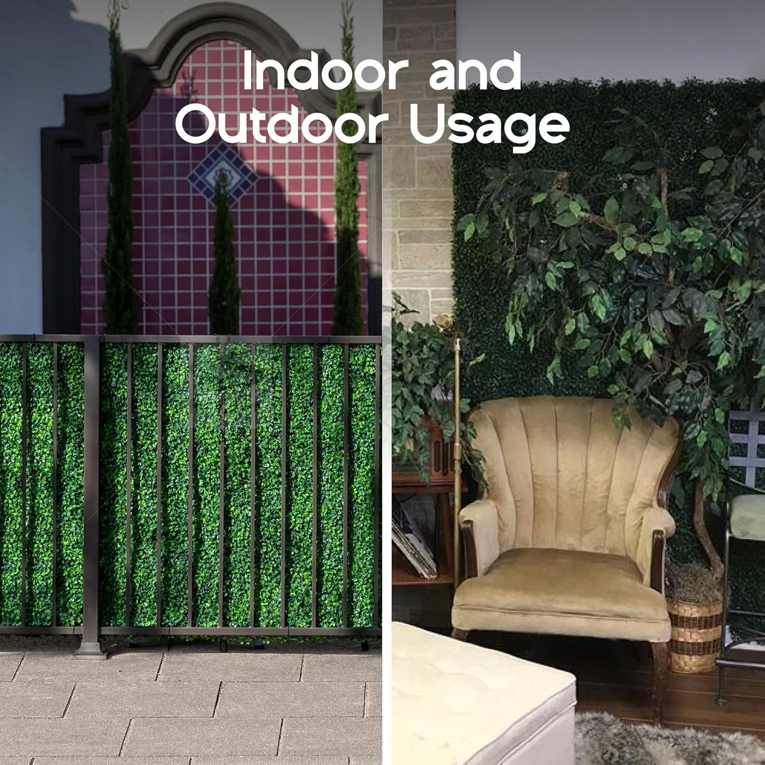 Natrahedge (33Sqft) Artificial Light Green Grass Wall Decor, Hedge Leaf Boxwood