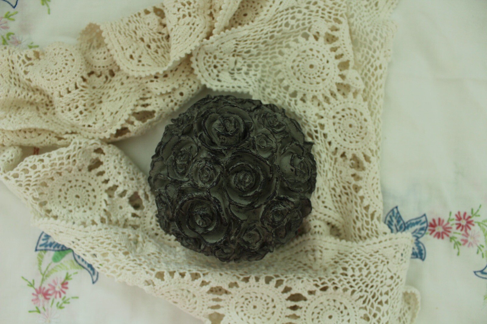 5” Diameter Rose Ball decoration shabby vintage country house