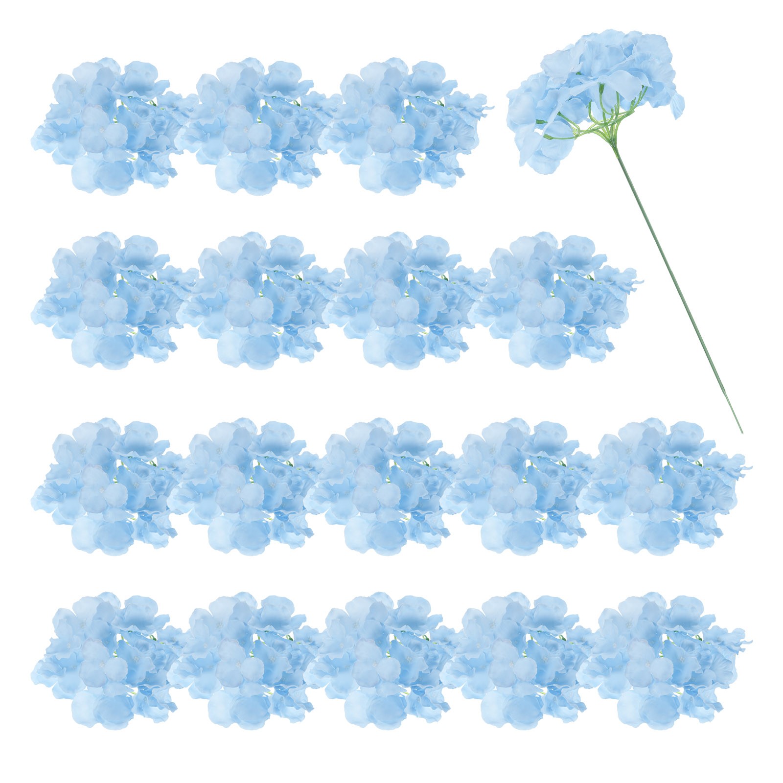 30Pcs Hydrangea Artificial Flowers, Fake Hydrangea Flowers, Light Blue