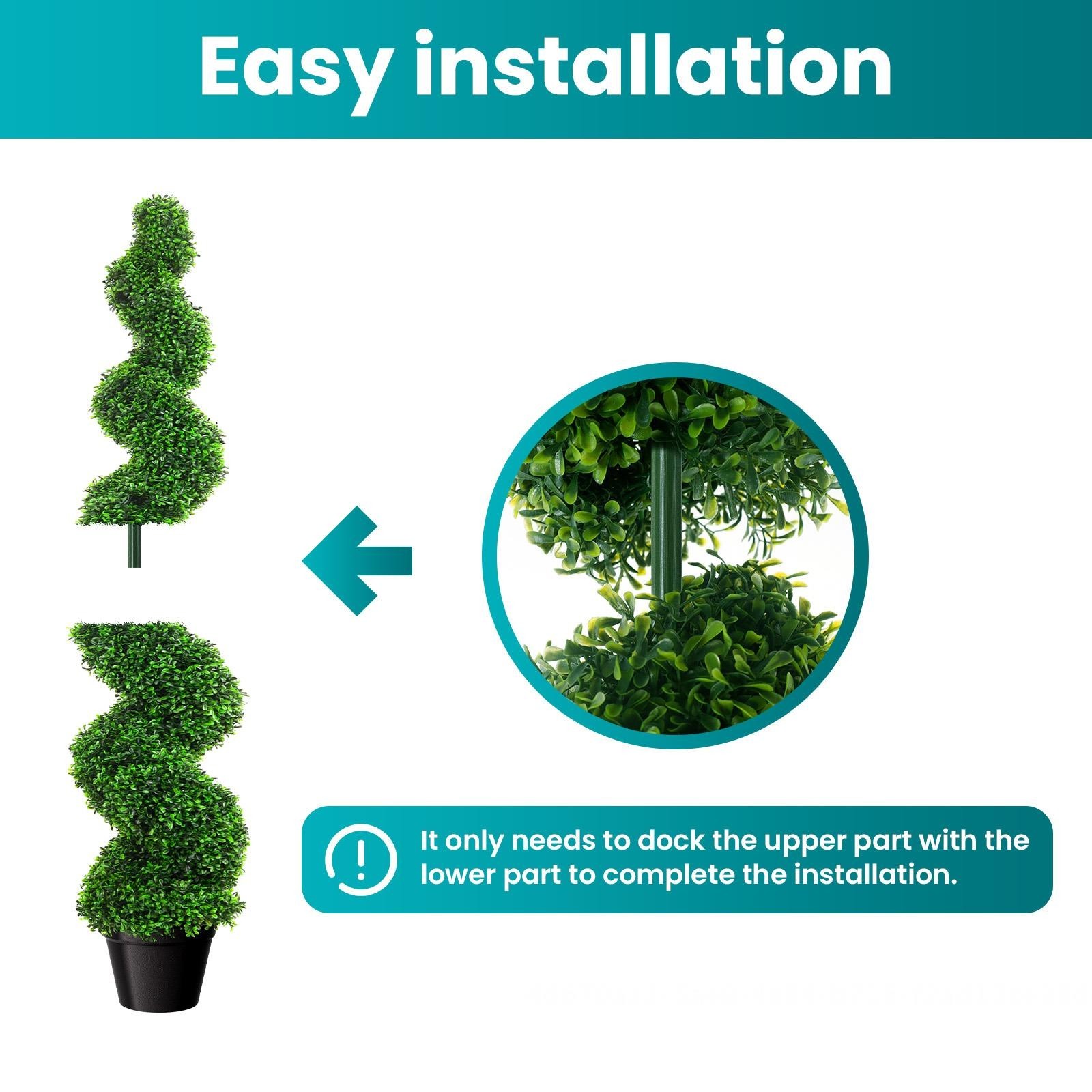 3.2ft Artificial Boxwood Spiral Topiary Trees, Set of 2 Faux Tree for Home Decor
