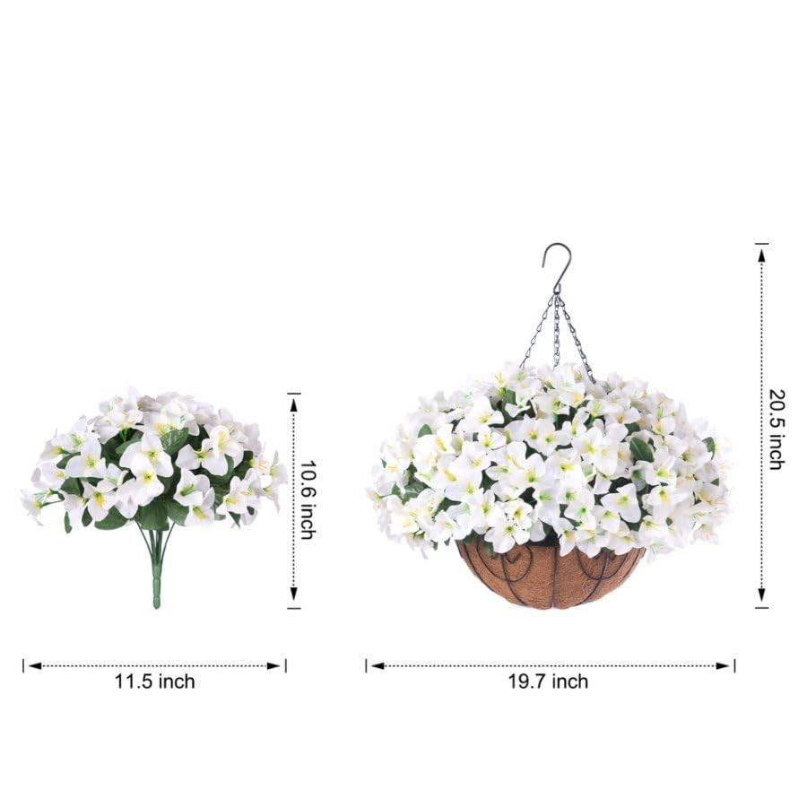 Artificial Hanging Flowers Faux Plants Basket for Outdoors Spring Summer Deco…