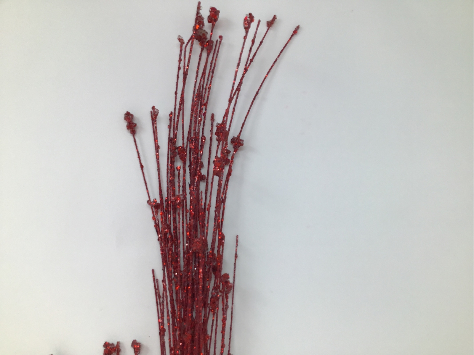 Christmas Pick Red Sparkly Floral Arrangement Basket Filler Stem 33” NOS Vintage