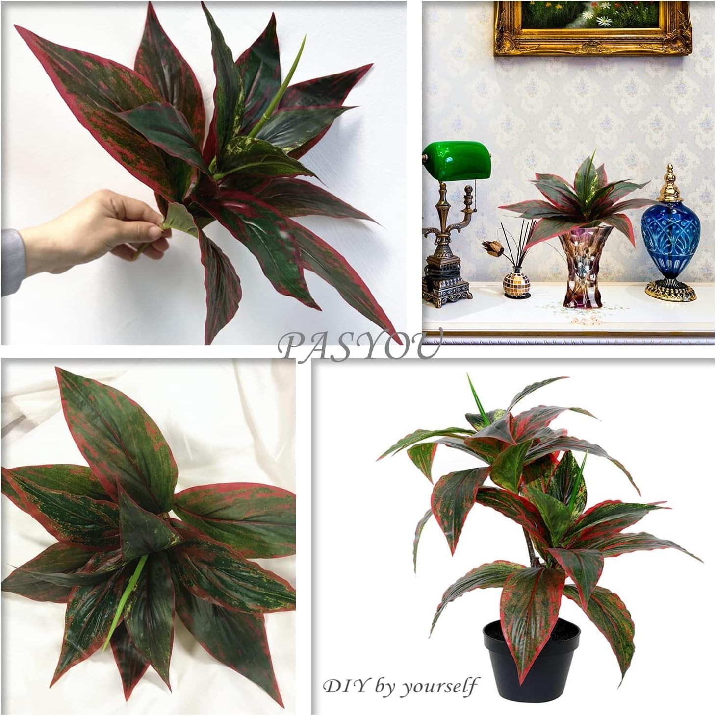 Set of 2 UV Resistant Red Artificial Agave Plants – 10 Inch Faux Greenery Decor