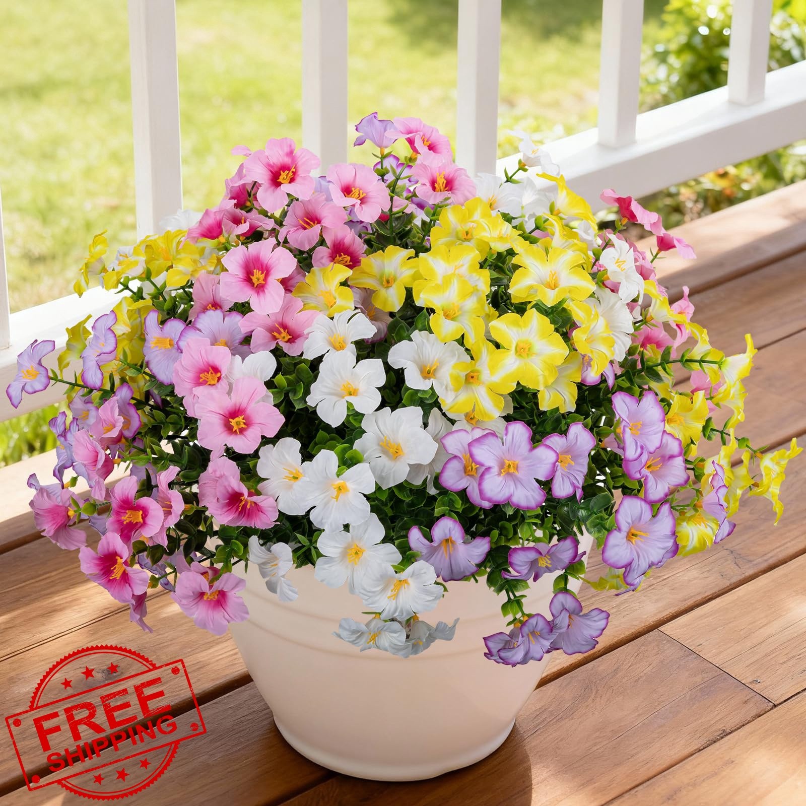 ALOXA 12 Bundles Artificial Flowers Pink, light Yellow,pink Purple,white