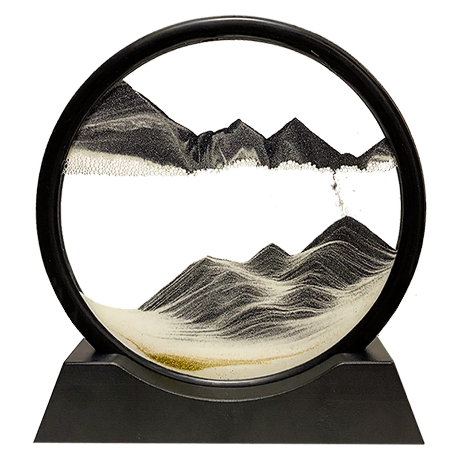 Moving Sand Art Picture Decor, 3D Deep Sea Sandscape 7 inches, Black