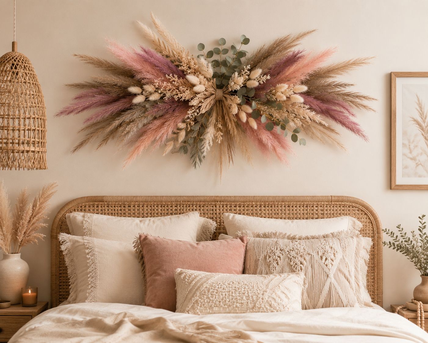 Dusty Pink Pampas Grass Decor Set of 15 Faux Pampas Stems Blush Mauve Taupe Pamp