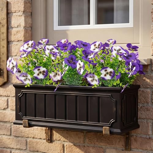 18 Pcs Artificial Pansy Flowers Faux Silk UV Resistant Outdoor Garden Decor