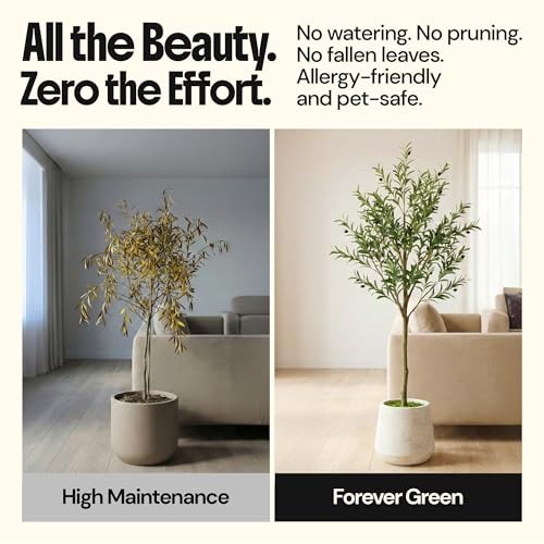 Artificial Olive Tree, Faux Olive Tree Plants, Fake Potted Olive Silk Tree 7ft