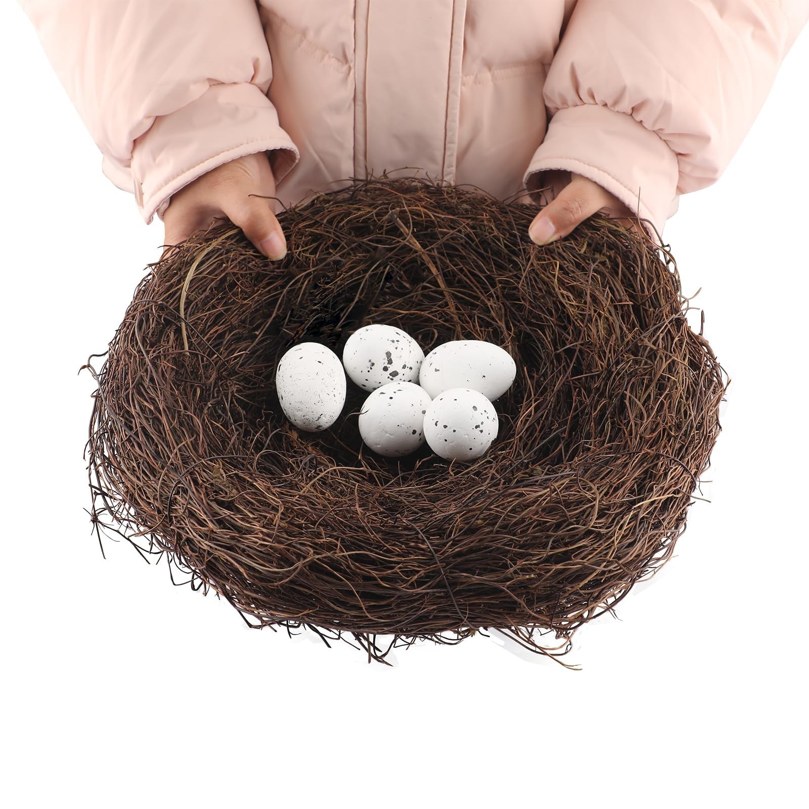 6Pcs 12″ Large Artificial Bird Nests with Eggs for Crafts & Spring Decor