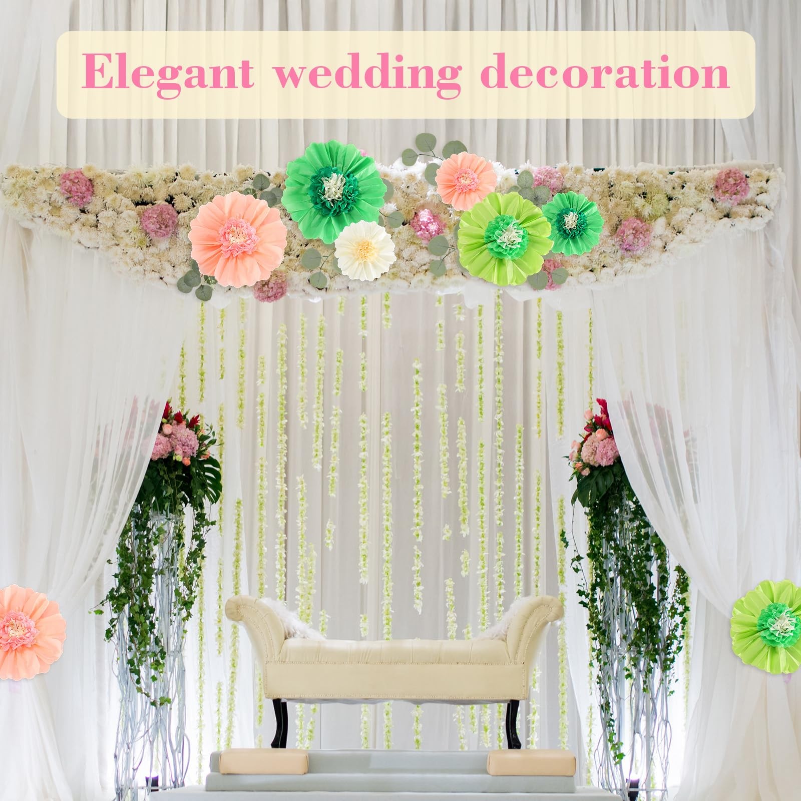 40 Pcs Giant Flowers and Artificial Eucalyptus Leaves, Large Flowers Wall Dec…
