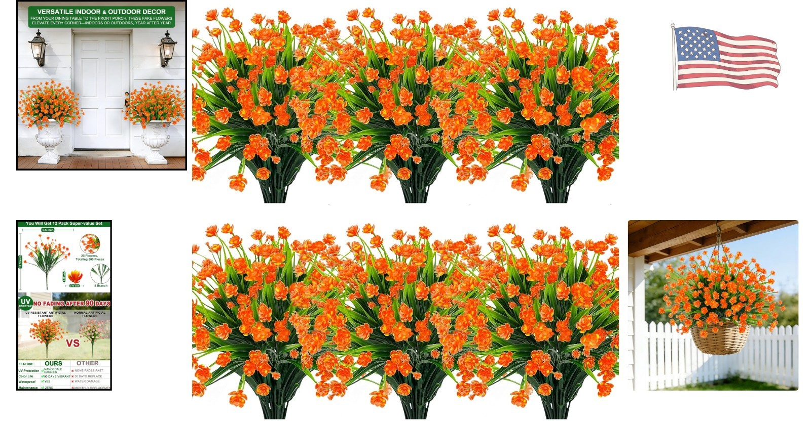 Vibrant 12 Bundles of UV Resistant Artificial Flowers for -Round Elegance