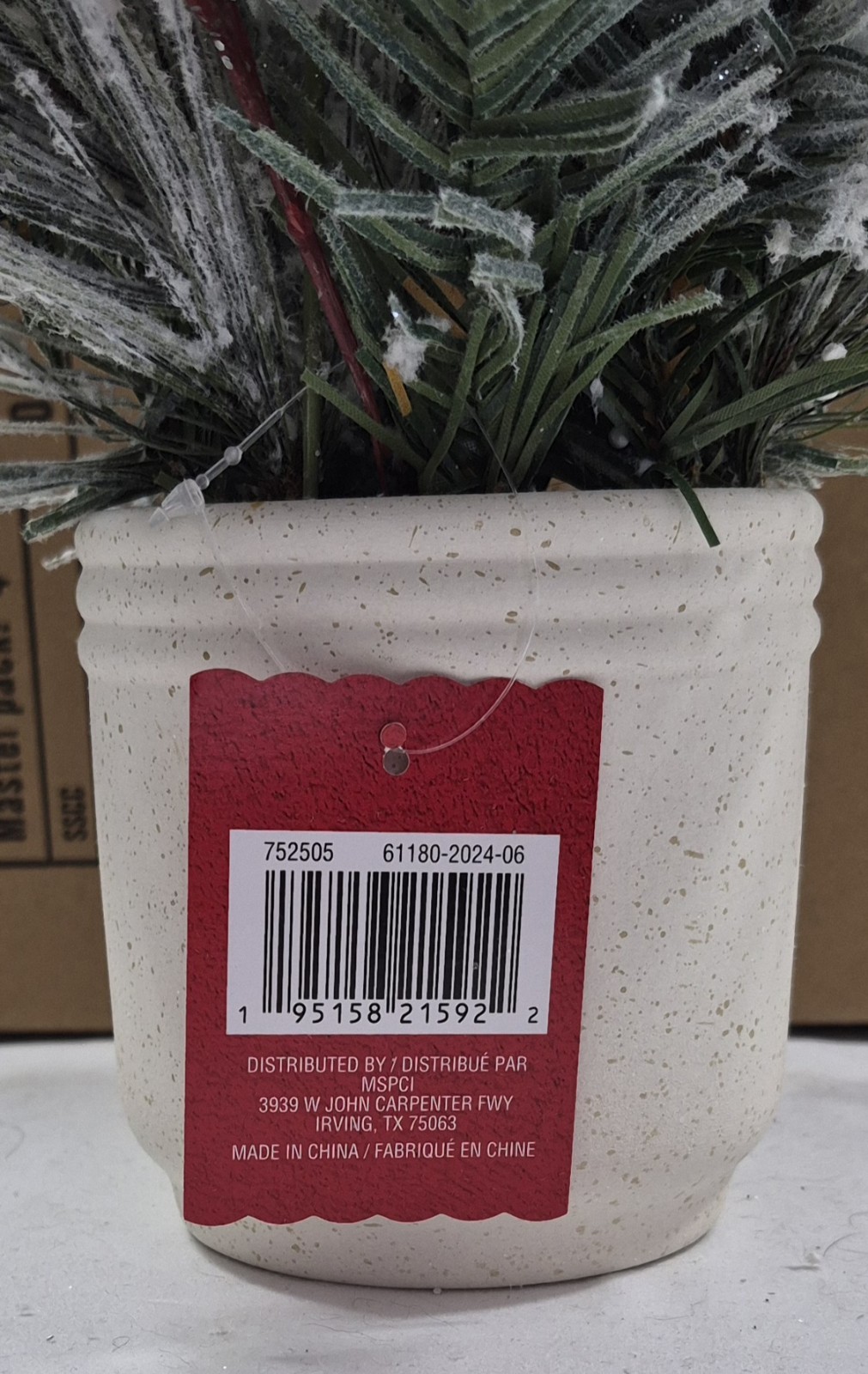 Case Of 4 Holiday Centerpiece Vase Flocked Pinecone & Red Berry Mix Ashland