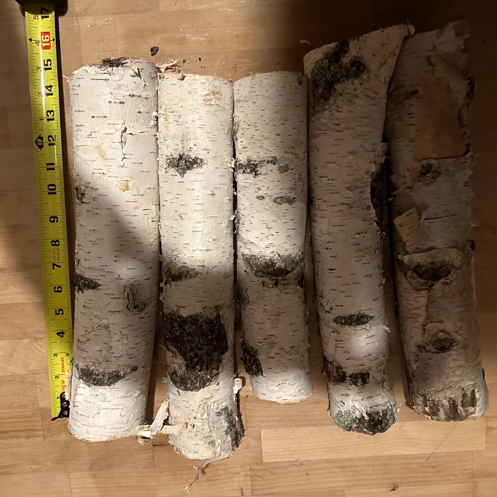 White Birch 5 Pc 13-15”Long Decorative Log Set Real Wood dried