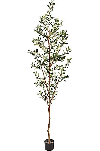 NEARLY NATURAL 82IN ARTIFICIAL OLIVE TREE, FAUX GREENERY BRANCHES, GREEN