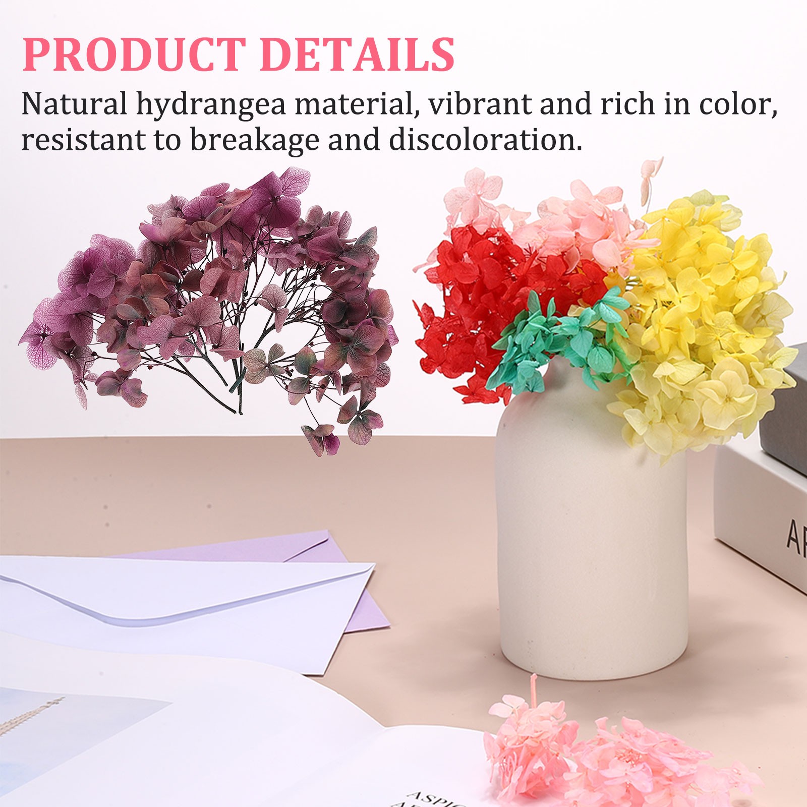 10g Mini Dried Hydrangea Flower Natural Pressed Flower Gradient Pink Gray