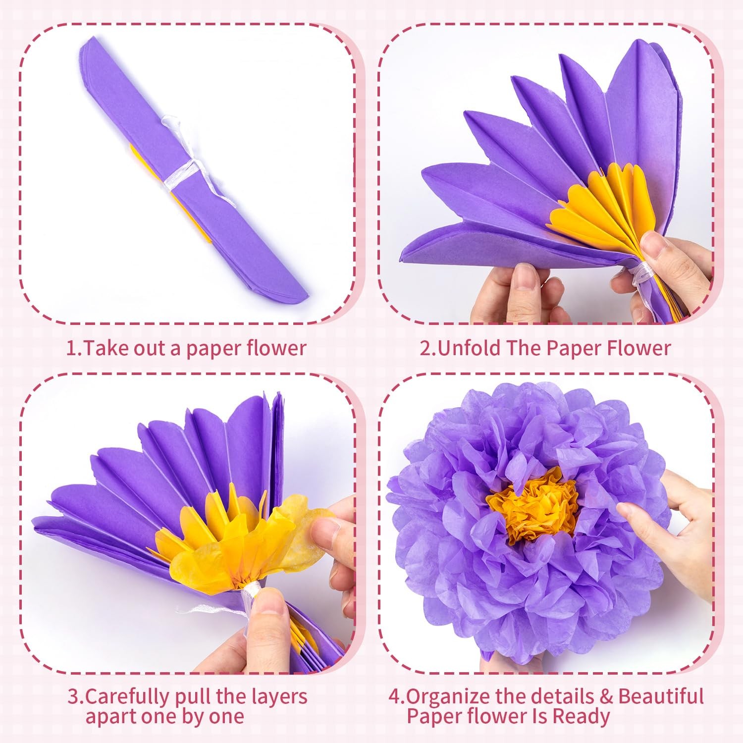 Mexican Paper Flowers Fiesta Tissue Flower Birthday Backdrop Decor 24 PCS