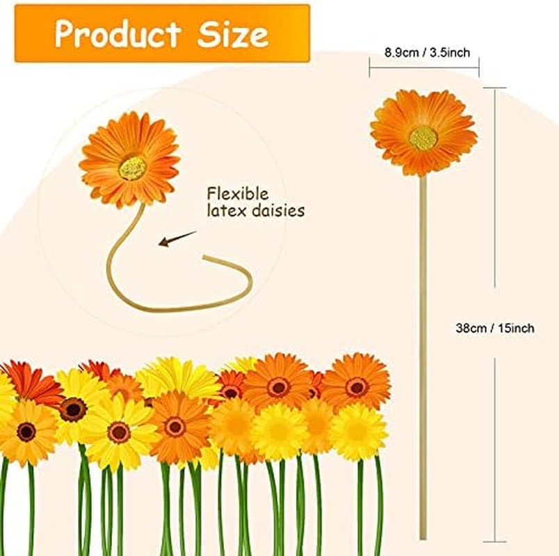 18 Pcs Artificial Gerbera Daisies Flowers 15 in Pink and Orange Fake Daisy Bouqu
