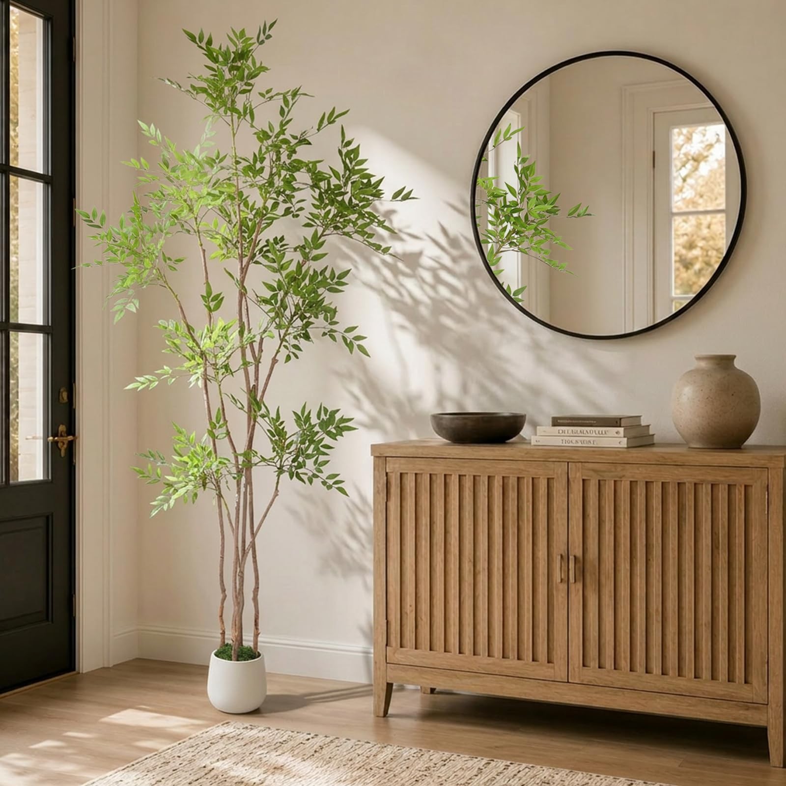 HO2NLE 7FT Artificial Nandina Tree, Faux Plants Indoor with Pot