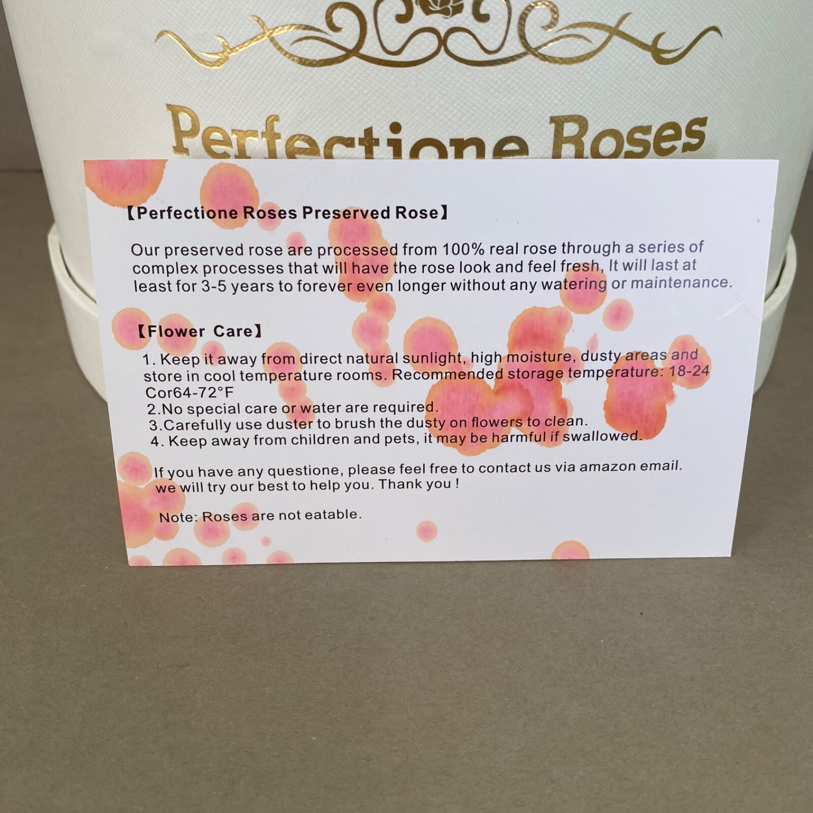 NIB Perfectione 27 Preserved Real Red Roses in Round Box ~ Lasts 3-5 Years