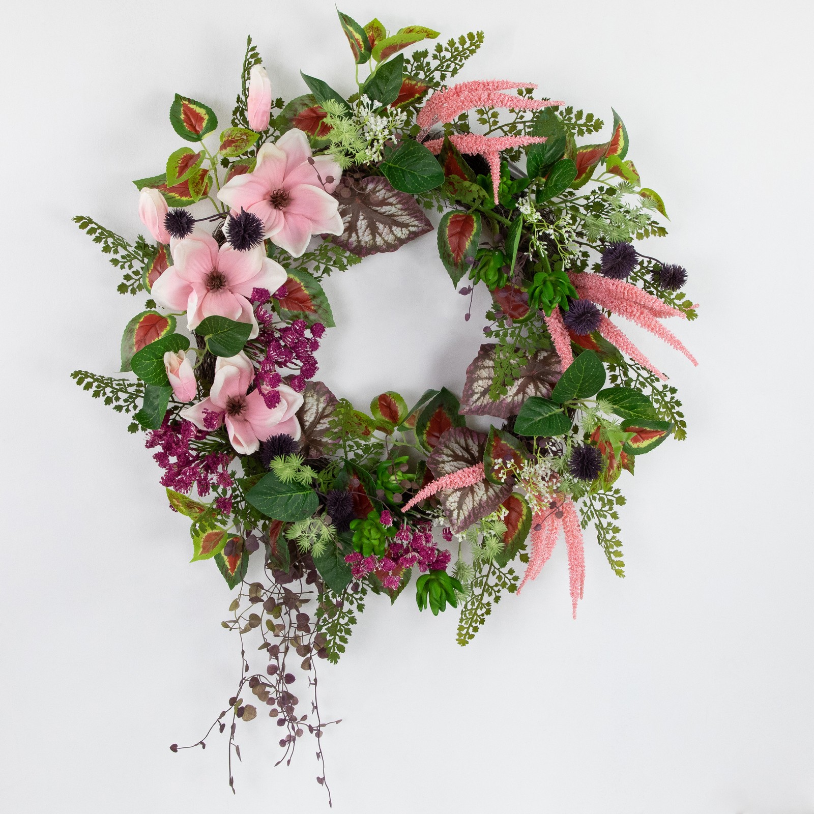 Northlight Succulent and Fern Artificial Spring Floral Wreath, 24-Inch