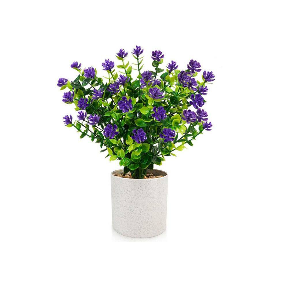 Small Artificial Potted Flowers Garden Statue, 4-Pack