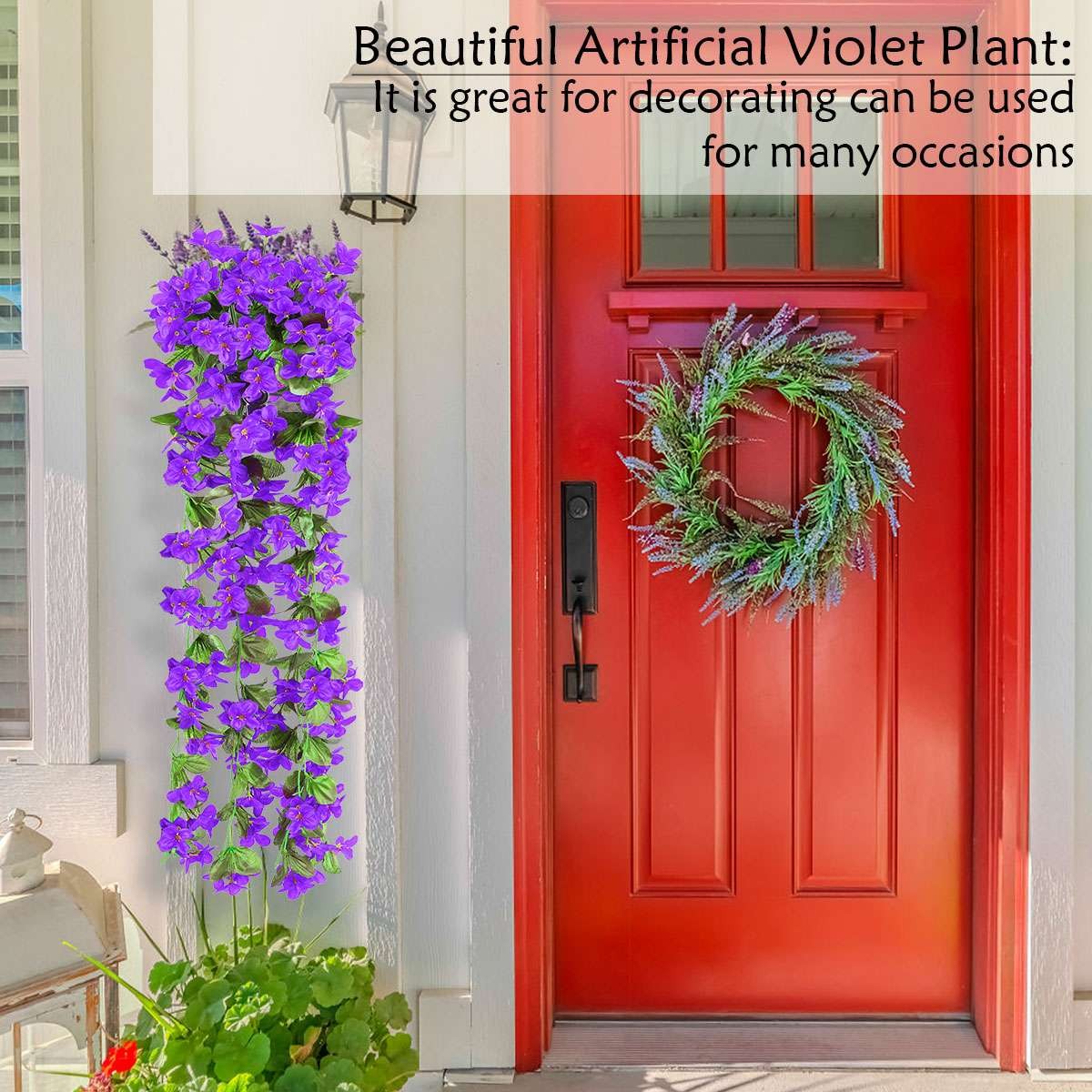 Artificial Hanging Violet Flowers, Lifelike Fake Vine Plants for Wall Decor Home