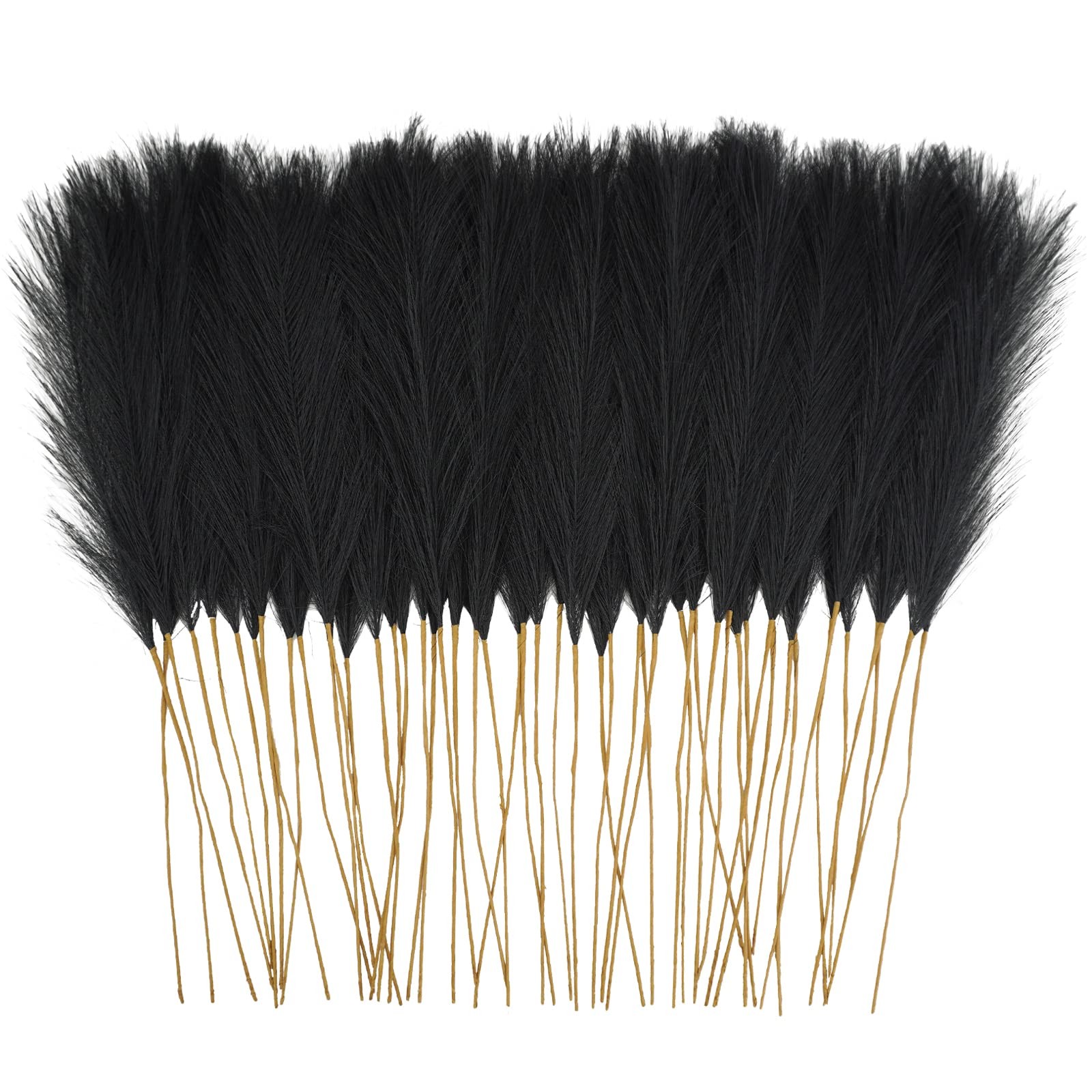 Faux Black Pampas Grass 21.6 Inch Short Artificial Pompous Branches 50 PCS