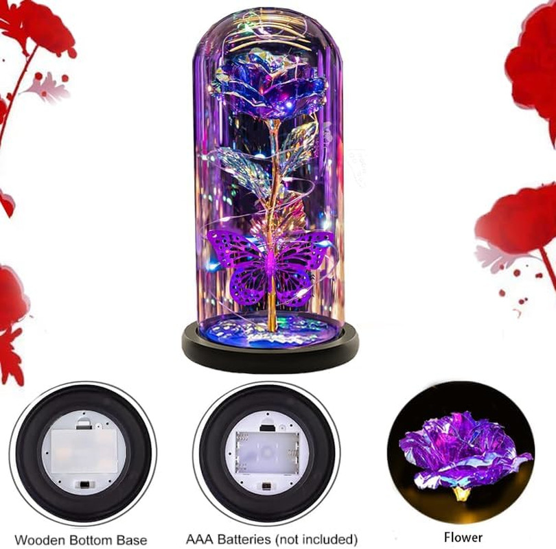 Mothers Day Rose Gifts for Mom Women, Glass Flower Rose Gifts Forever Eternal Cr