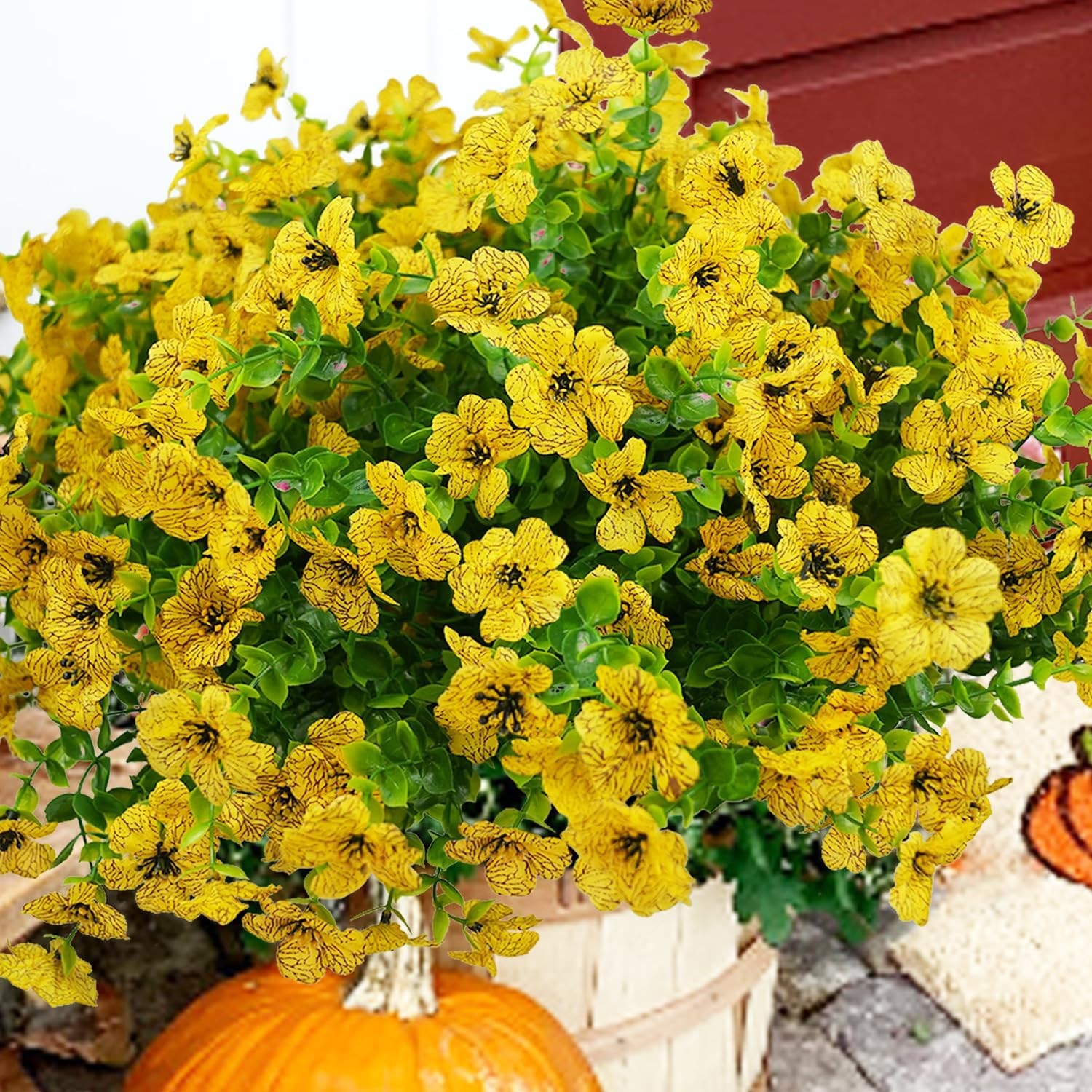 20 Bundles Artificial Flowers, UV Resistant Faux Silk Outdoor Planter Decor