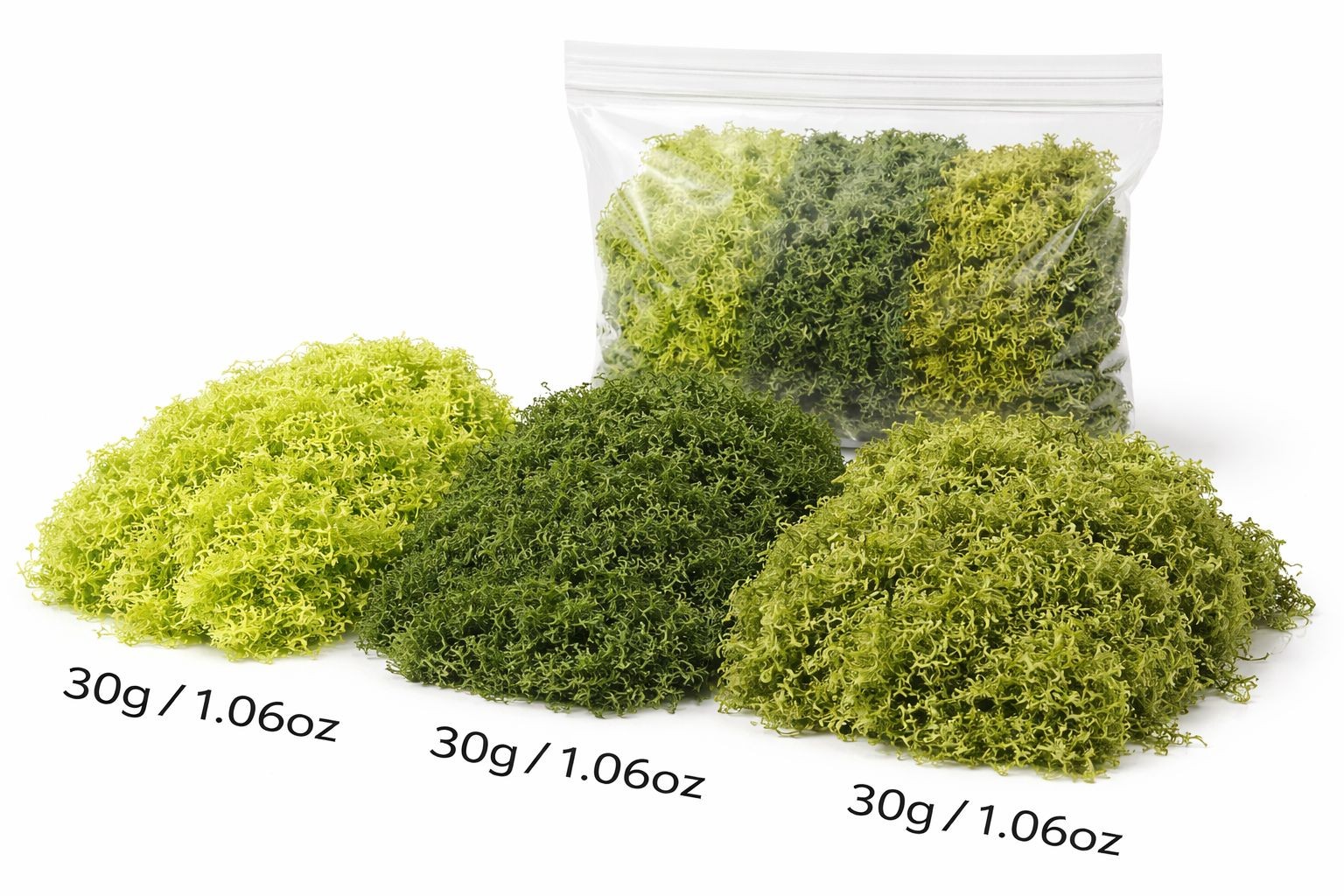 Artificial Moss 3 Color Set Faux Green Moss for Crafts Terrariums Deco