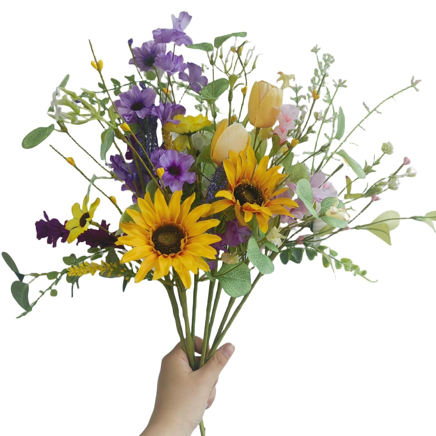 Artificial Wildflowers Bouquet, 8 Bundles Fake Silk Daisy Flowers Arragement,…