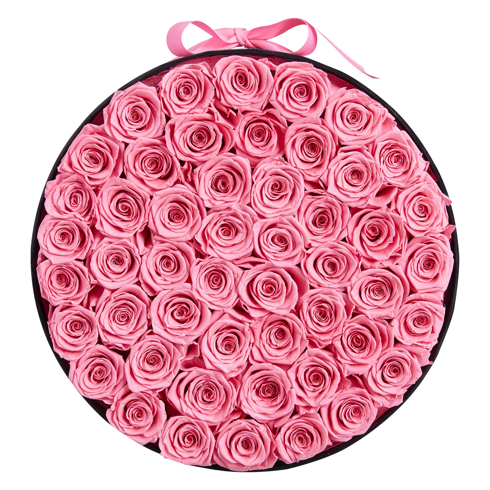 VEVOR Forever Flowers 50 Preserved Roses Round Box Eternal Bouquet Sweet Pink