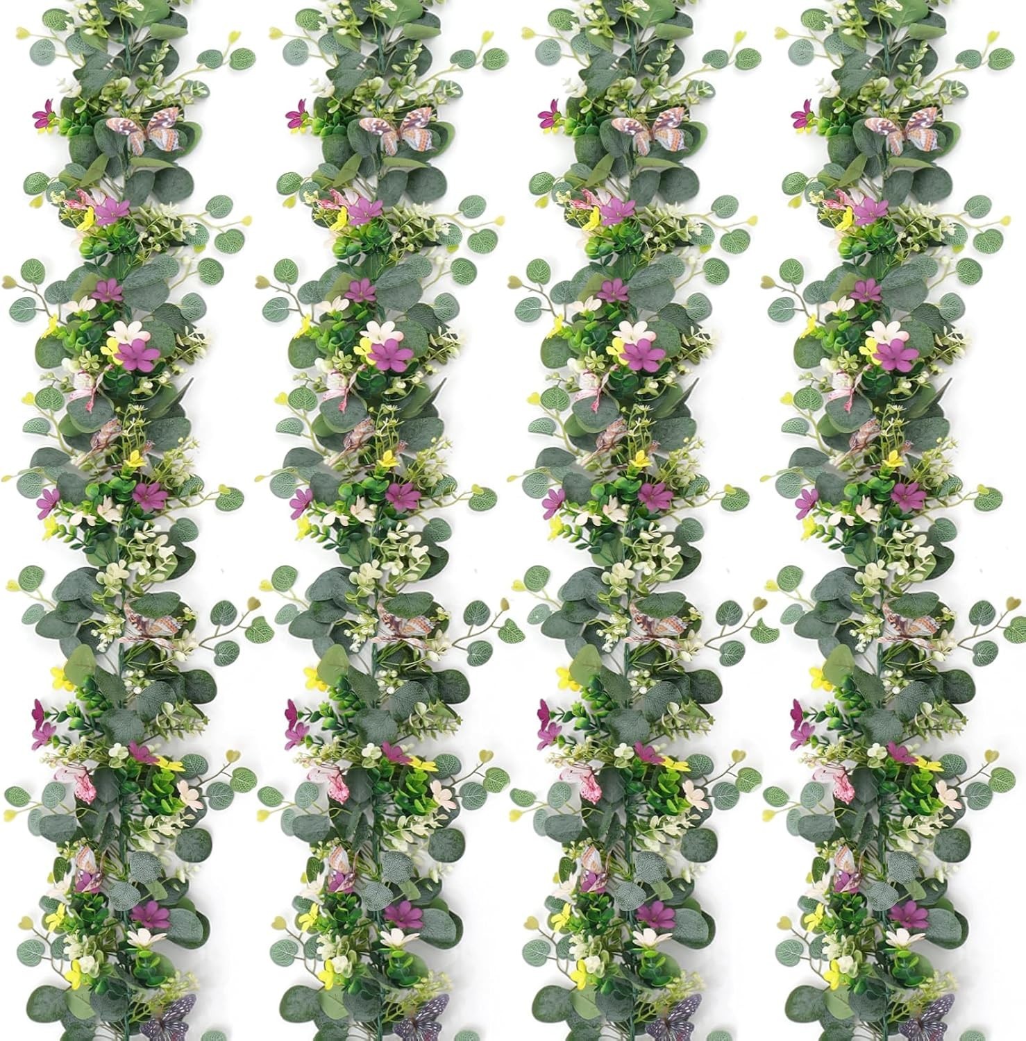 2 Pack 5.68 FT Artificial Daisy Garland W/ 3D Butterfly Hanging Fake Flowers