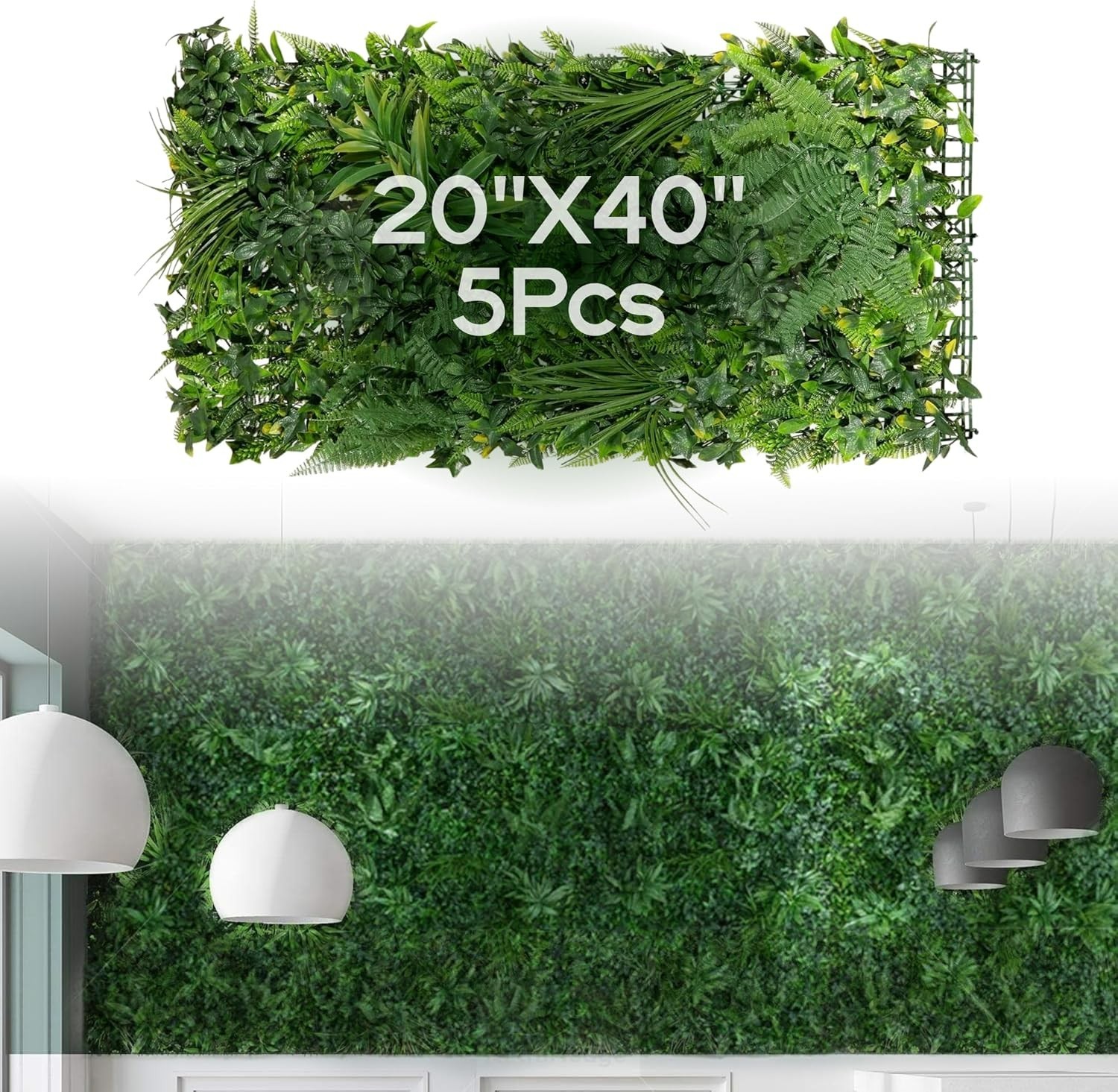 Easy Install 5Pcs 20”x40” Faux Living Wall – Perfect for Privacy & Decor