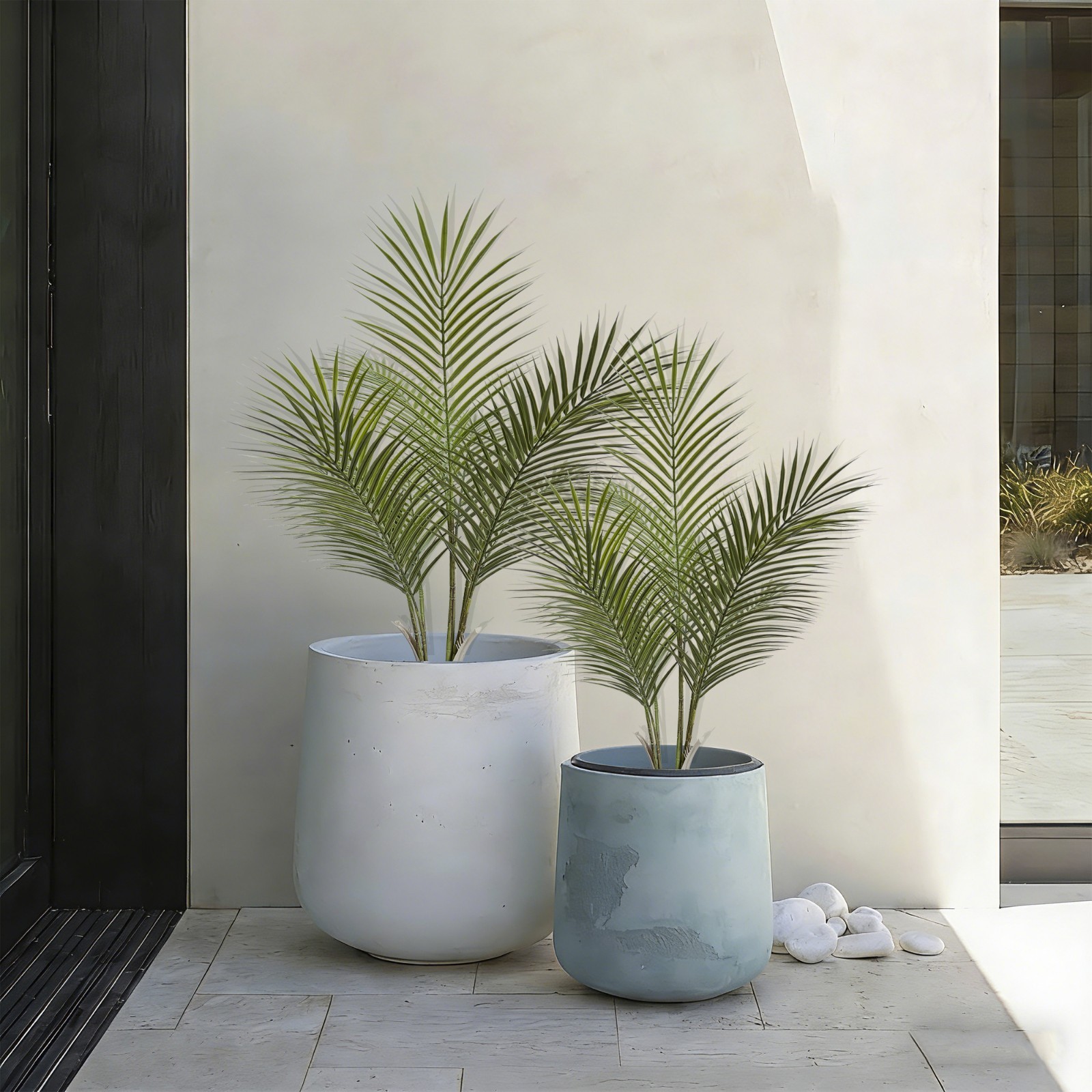 2 Pack Lifelike 80CM Fake Areca Palm Tree, Tropical Artificial Greenery for Room