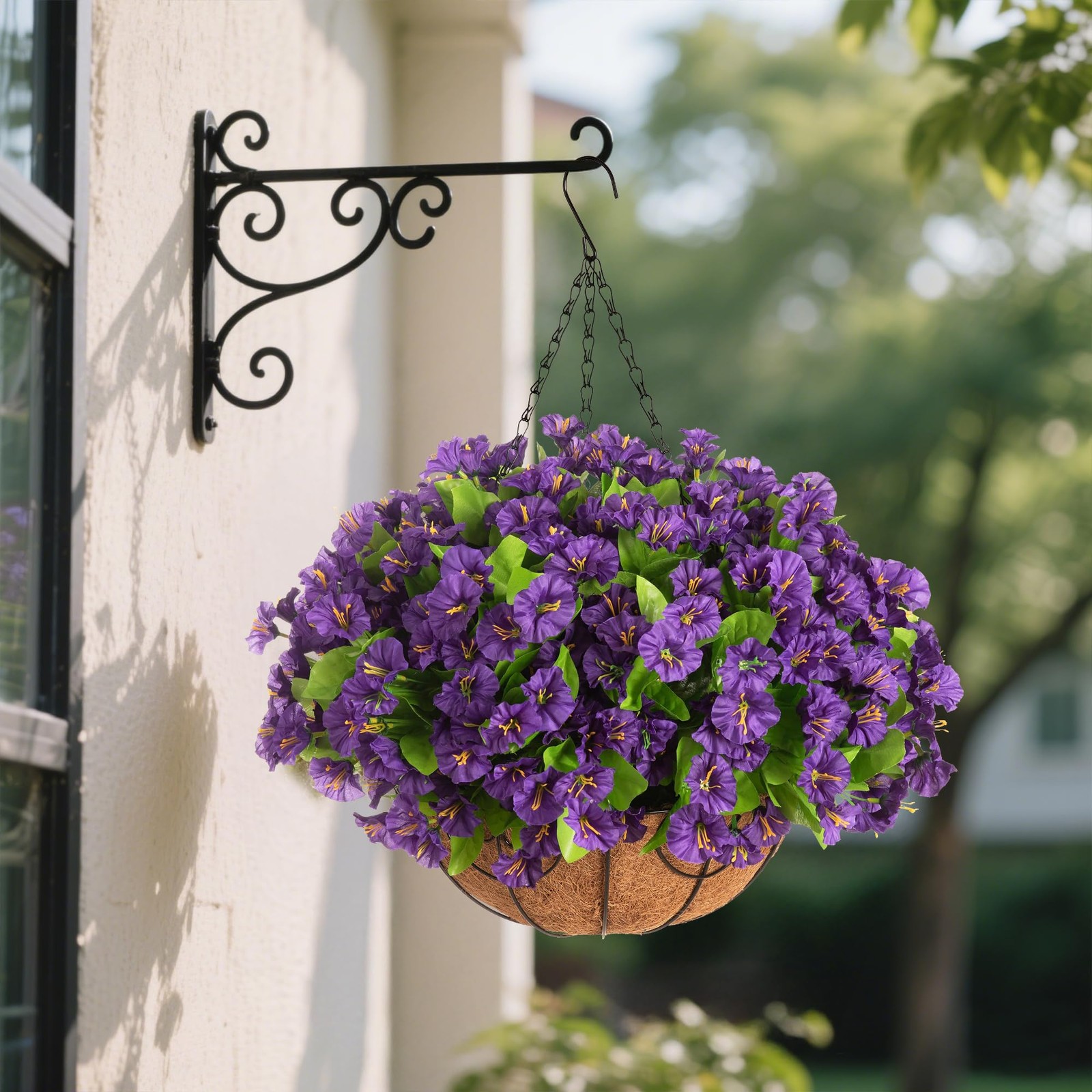 Artificial Hanging Flowers with Basket for Outdoor Summer Garden Decoration