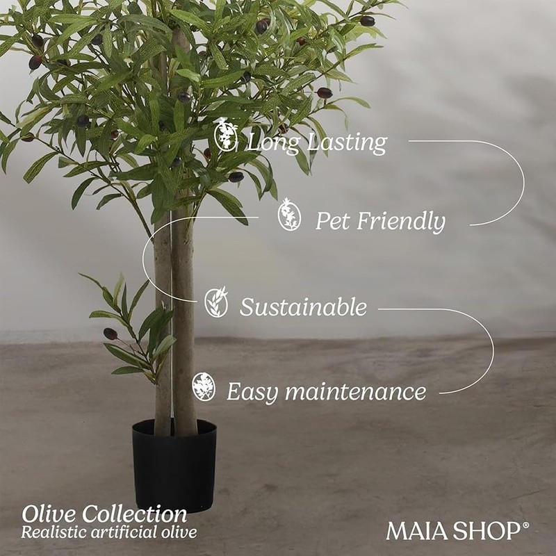 Artificial Tree Faux Plant Indoor Home Decor 60in Easy Setup Black Pot Included