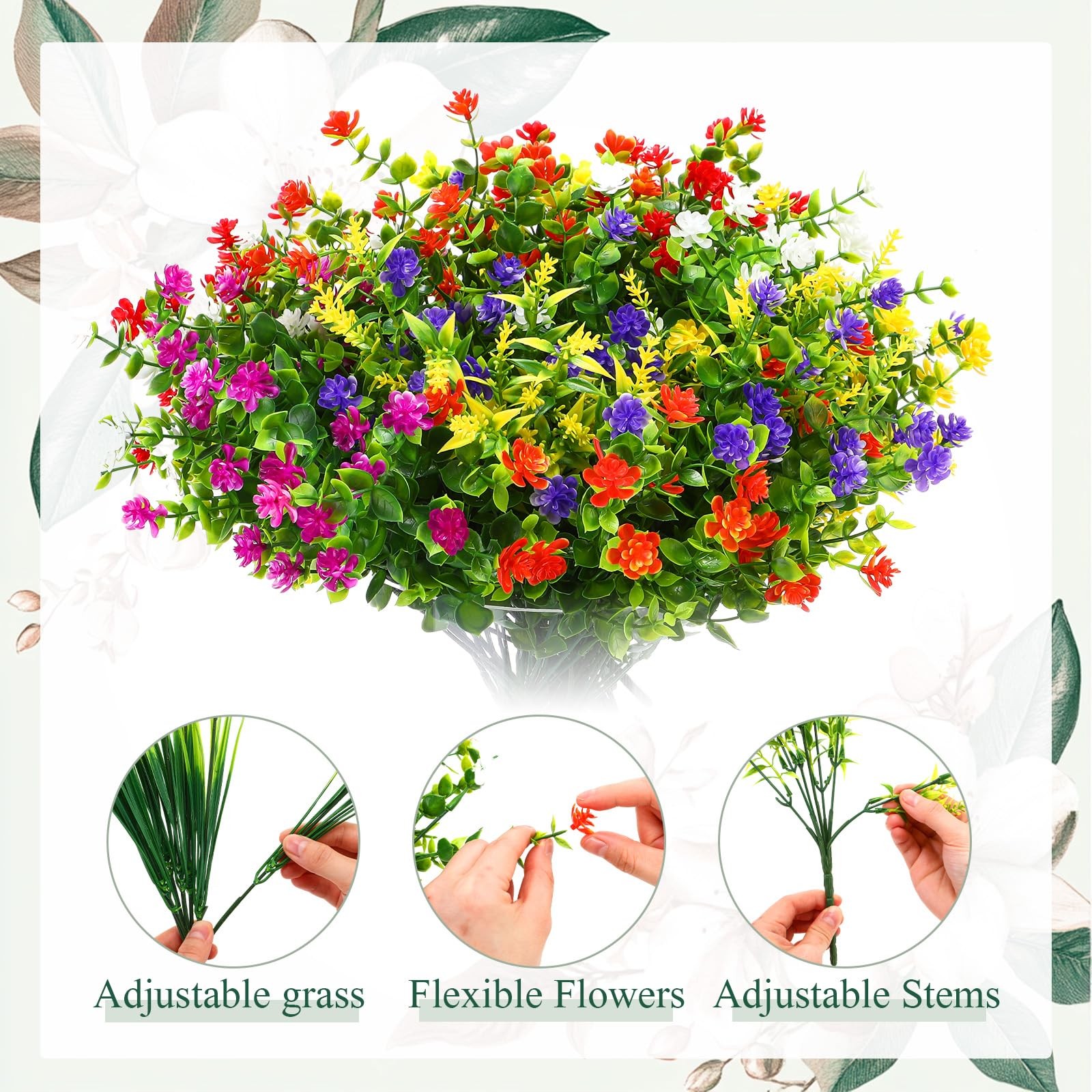 24 Pcs Artificial Flowers and 36 Pcs Butterfly Stakes UV Resistant Fake Plast…