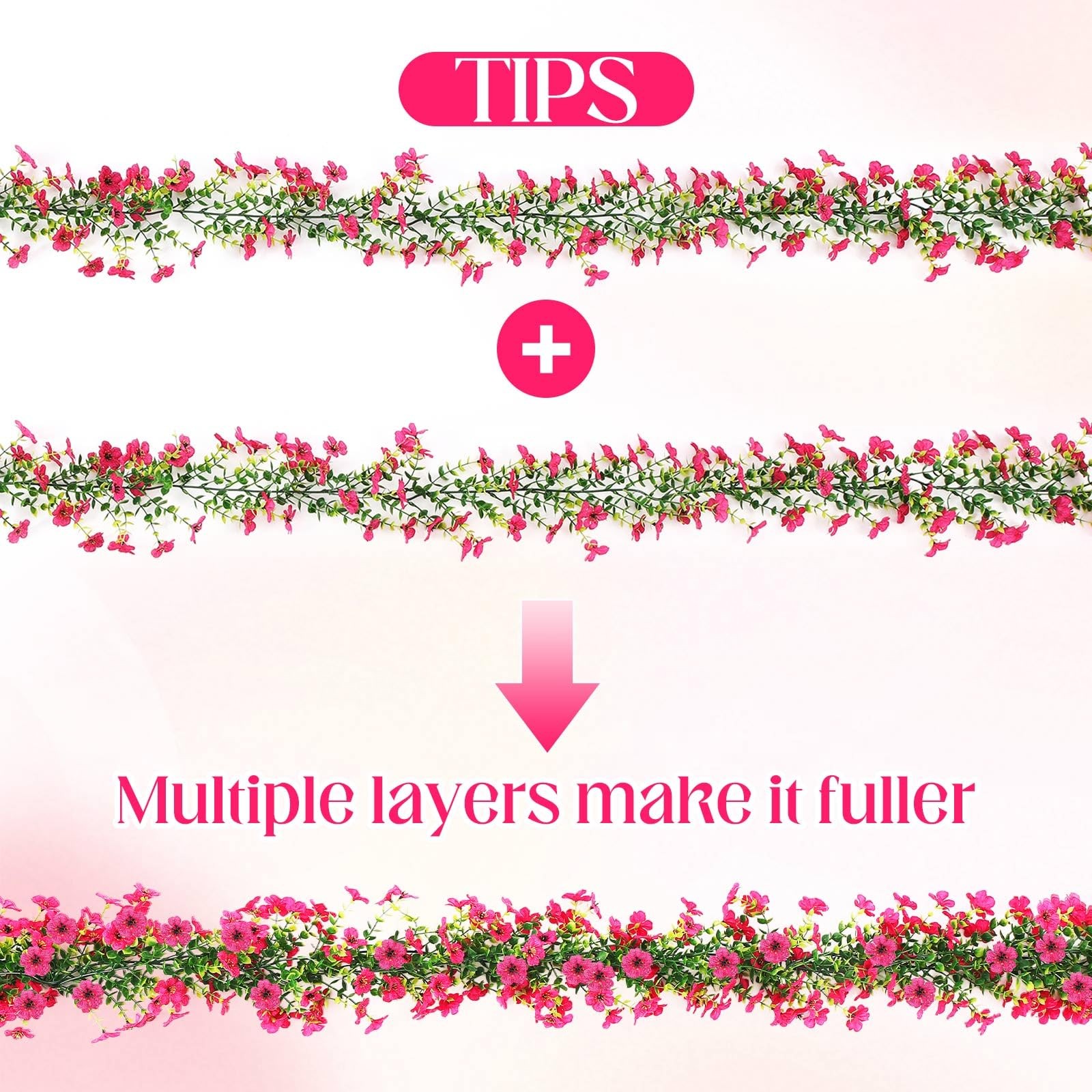 4 Pcs 6 ft Artificial Flowers Wisteria Garland-Total 24 ft Fake Hanging Wiste…