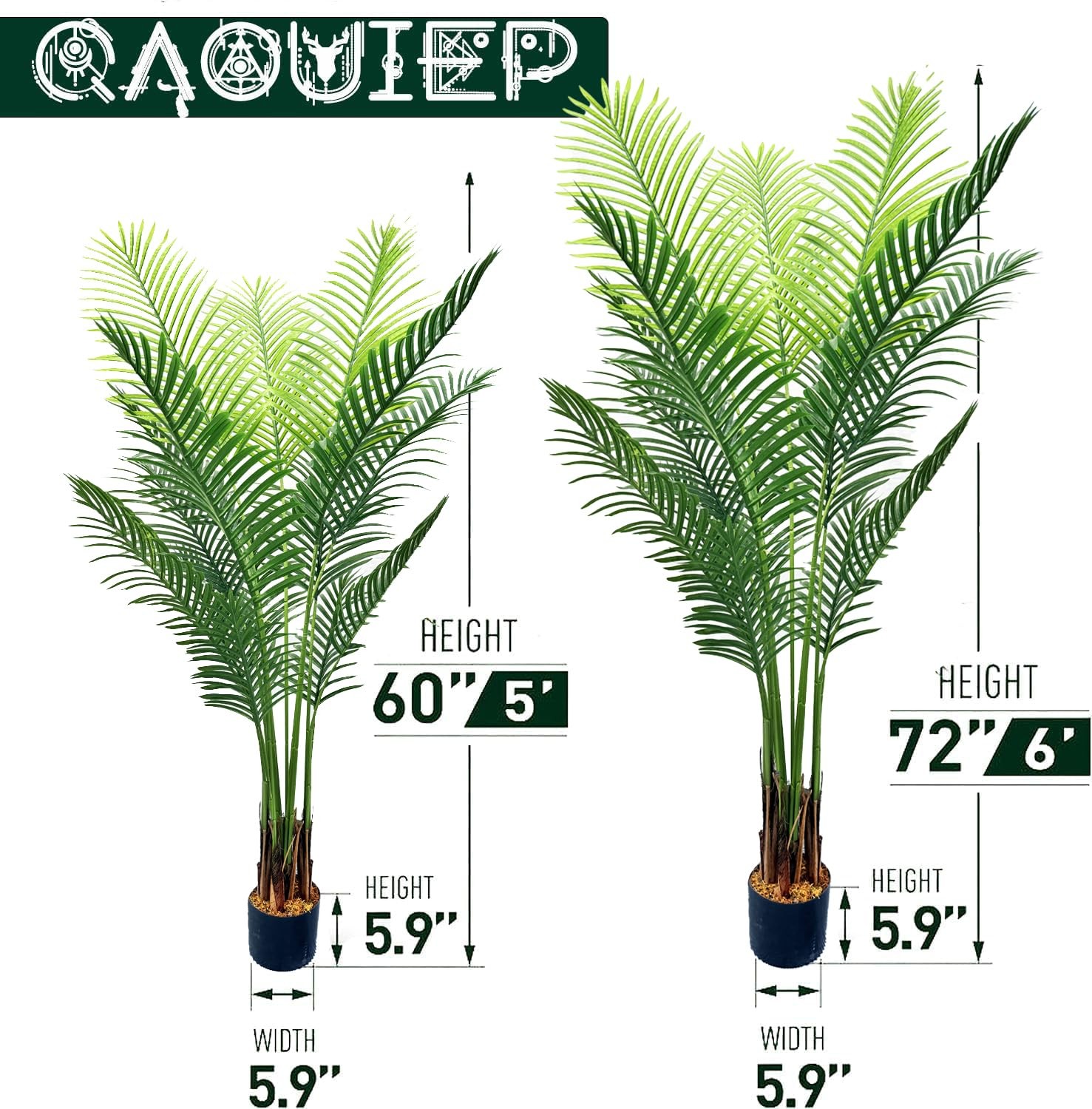 Best 6ft Tall Artificial Areca Palm Trees Set of 2 19-Trunk Real Touch Fake with