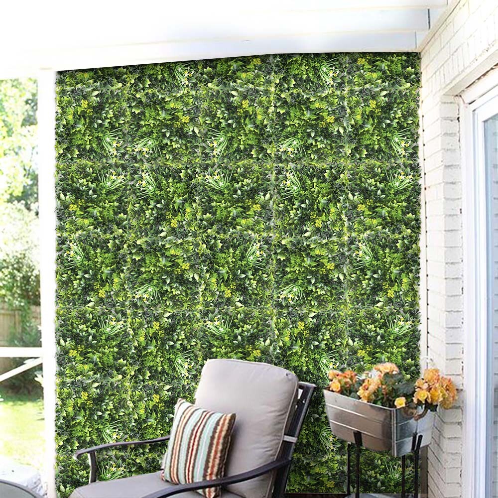 20″x20″ Artificial Faux 3D Mixed Panel Leaf Privacy Fence Screen Decor Hedge #6