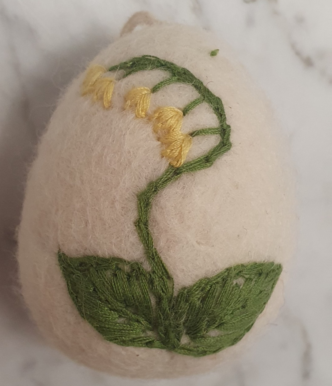 6 Cottage Core Farmhouse Chic Boiled Wool Eggs Embroidered Flowers Basket Decor