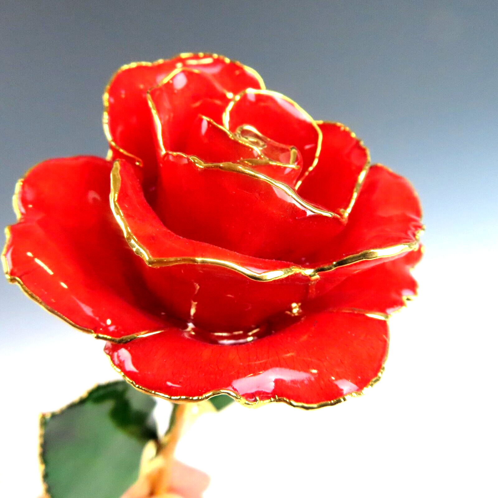 Real Red Rose Preserved & Dipped in 24K Gold – 11″ Long Stem Gift Keepsake