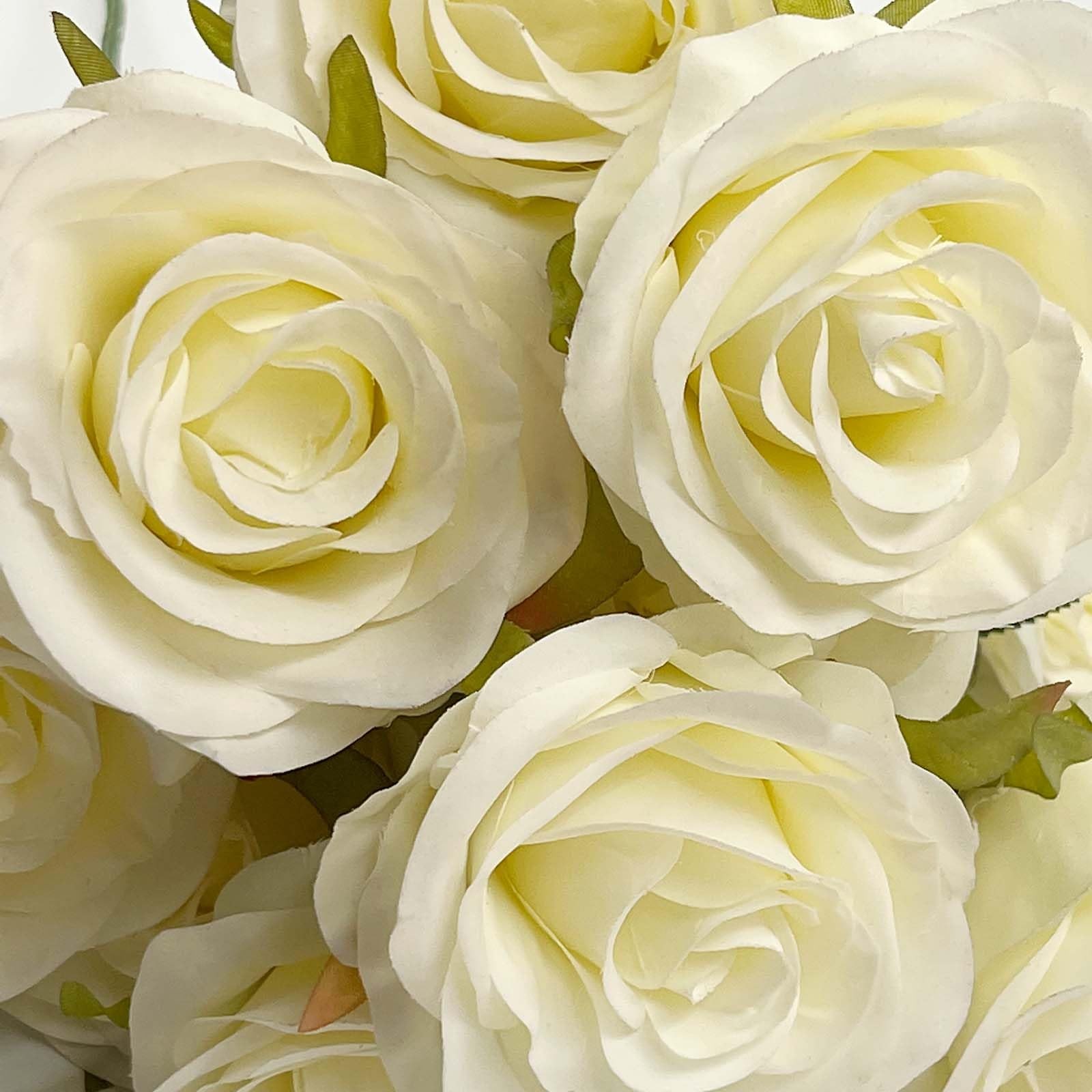 Color Changing Artificial Roses, 15 Blooms White to Pink Realistic Silk Flowe…