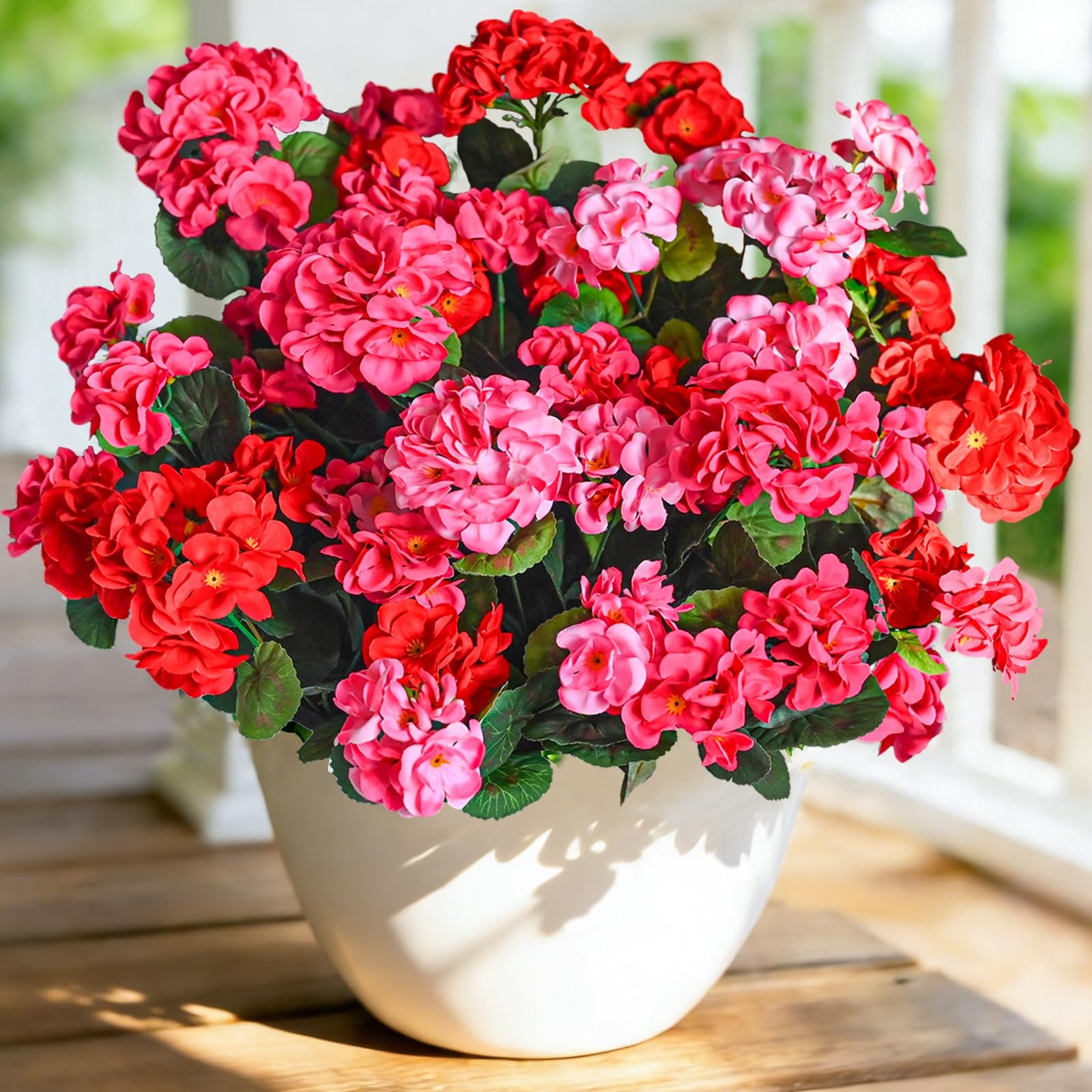 Fake Outdoor Flowers, 6 Pcs Artificial Flowers for Outdoors, Mixed Color Arti…